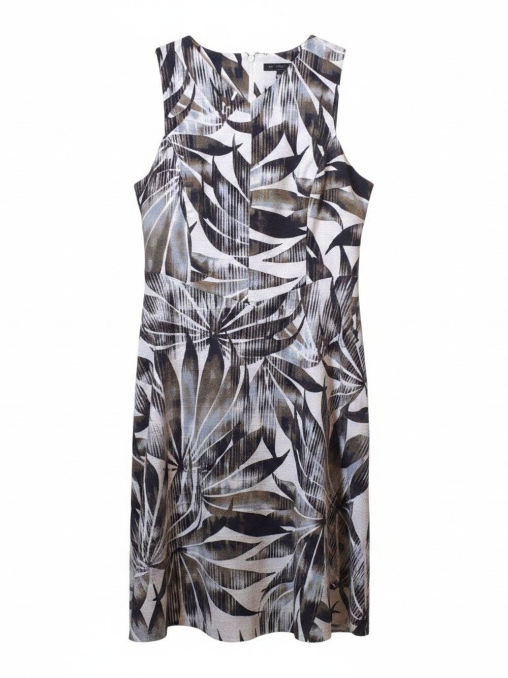 WHBM Tropical Palm Print Sheath Dress Size 12 Cotton Sleeveless Career Cruise